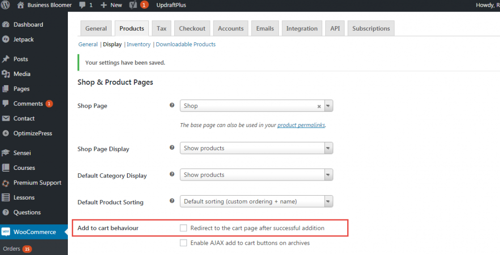 WooCommerce: Disable Redirect to Cart