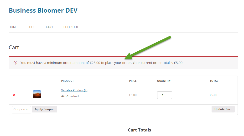 WooCommerce Minimum Order Value