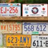 license plate, car shield, american number plates, tin sign, fence, deco, decoration, nature, decorative, art, ornament, old, garden, weathered, license plate, license plate, license plate, license plate, license plate